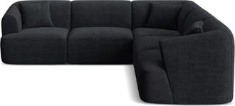 Cosmopolitan Design Sof&aacute; esquinero sim&eacute;trico modular 6 plazas pana negro