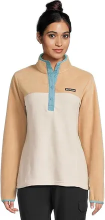 Columbia Bentontm Springs 1/2 Snap Pull Over II Womens Coat Dark Stone/Canoe/Vintage Blue : 2XL, Fleece/Nylon