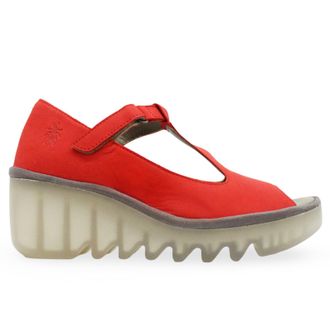 FLY London BEIL584FLY Cupido Leather Womens Heels Sandals - Devil Red - Size:UK 7