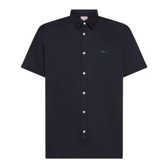 Sun 68 Short Sleeve Shirt - Heren - Korte mouwen Overhemden - Blauw - S - Katoen - Overhemden