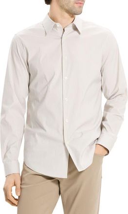Theory Sylvian Pinstripe Stretch Cotton & Nylon Button-Up Shirt in Feather Multi - 2If at Nordstrom, Size Xx-Large