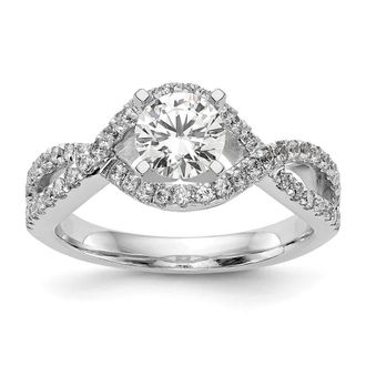 Diamond2Deal 14k White Gold 1/2 Ct Lab Grown Diamond Criss Cross Engagement Ring