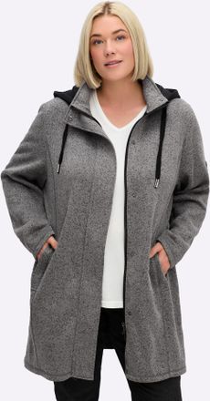 Sheego Strickfleecejacke SHEEGO, Damen, Gr. 40, grau (anthrazit, meliert), 100% Polyester, Kapuze:100% Polyester, Wattierung:100% Polyester, meliert, Jacken 