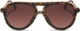 DIFF Eyewear Tosca III 56mm Aviator Sunglasses in Glitter Tortoise /Brown at Nordstrom