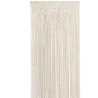 OEM Cortina De Macram&eacute; Beige De 90x200 Cm - Estilo Bohemio Retro - Poli&eacute;ster De F&aacute;cil Instalaci&oacute;n - Separador De Ambientes Decorativo -crezuo