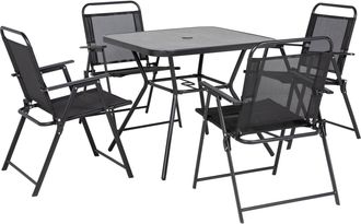OUTSUNNY Outdoor Dining Set with Foldable Armchairs, Patio Furniture Sets with Dining Table