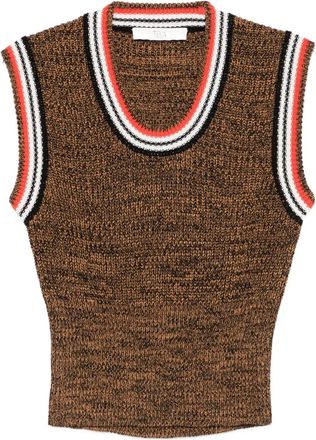 Tela Canotta con dettaglio a righe - Marrone