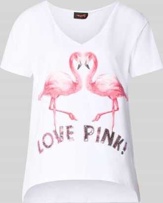 Miss Goodlife T-Shirt mit Motiv-Print Modell Flamingo Love Me in Weiss, Gr&ouml;&szlig;e XL