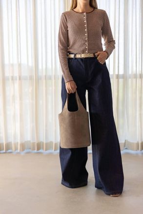 Onia Linen Rib Cardigan In Brown