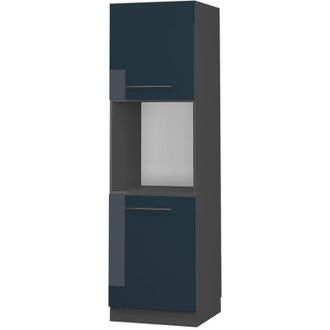 Vicco Armario Para Horno Empotrado Fame-line, Azul Oscuro Alto Brillo, 60 Cm Abierto