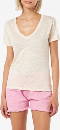 MC2 Saint Barth Linen Jersey Off-white V-neck T-shirt Eloise