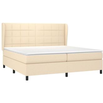 vidaXL Vidaxl - Cama Box Spring Con Colch&oacute;n Tela Color Crema 200x200 Cm