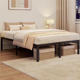 Yaheetech Yaheetech - Marco De Cama De Plataforma De Metal Con Soporte De Listones De Metal Robusto Dise&ntilde;o Antideslizante No Necesita Somier 140 &times; 200 Cm Negro