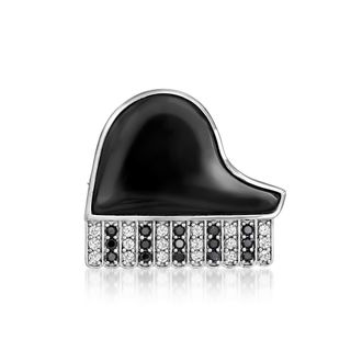 Ross-Simons Onyx,. White Zircon and. Black Spinel Piano Pin/Pendant in Sterling Silver
