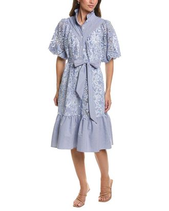 Gracia Floral Lace Stripe A-Line Dress