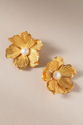 Anthropologie The Pink Reef Sunburst Flower Earrings