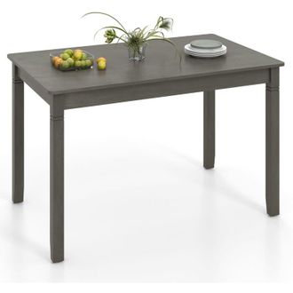 Costway Wooden Dining Table for 4 People 122cm Rectangular Kitchen Table-Gray