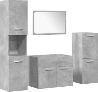 vidaXL Juego Muebles De Ba&ntilde;o 4 Pzas Madera Contrachapada Gris Hormig&oacute;n Vidaxl