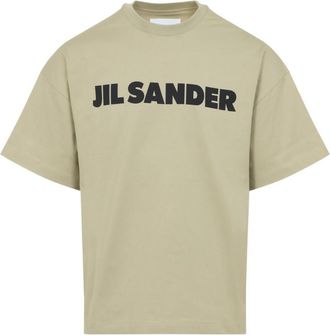 Jil Sander Beige Crewneck Logo T-Shirt
