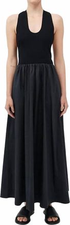 St.Agni Plunge Neck Dress In Black