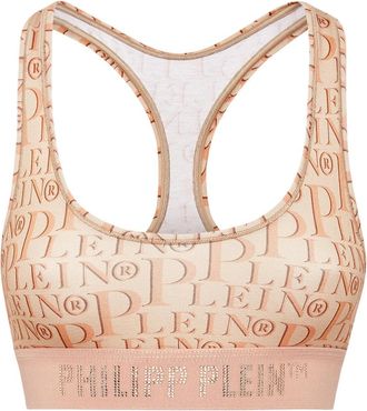 Philipp Plein Stones All Over Bra - Dames - BHs - Beige - XS - Katoen - Ondergoed