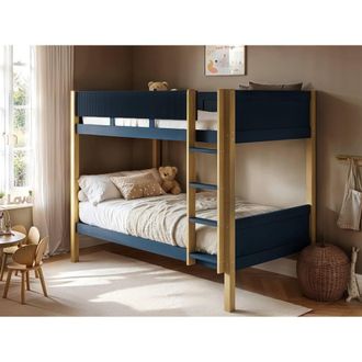 Flair Mateo Detachable Ribbed Bunk Bed in Navy | Size: Single