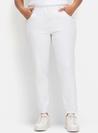 Sheego Schlupfjeans SHEEGO, Damen, Gr. 40, Normalgr&ouml;ssen, weiss (wei&szlig; denim), 98% Baumwolle, 2% Elasthan, unifarben, lang, Jeans Schlupfjeans