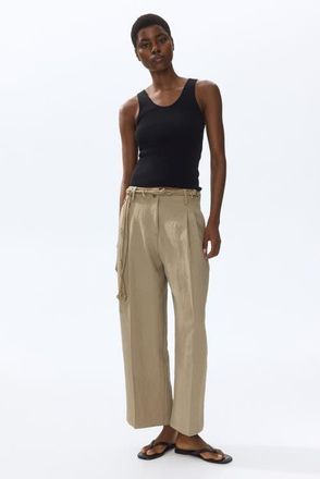 H&M Ankle-length Twill Trousers in Beige at Nordstrom, Size 10