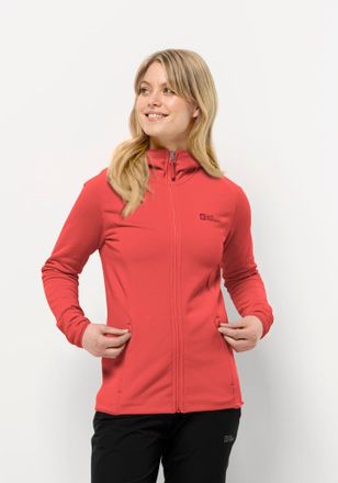 Jack Wolfskin Fleecejacke JACK WOLFSKIN BAISELBERG HOODED FZ W, Damen, Gr. XS, rot (vibrant, rot), Obermaterial: 95% Polyester, 5% Elastan; Futter: 100% Polyester, 