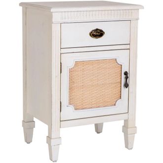 Wanderlust Deco Wanderlust Deco - Mesita De Madera Lacada Y Rejilla De 1 Caj&oacute;n Y 1 46x36x68h Cm - Blanco