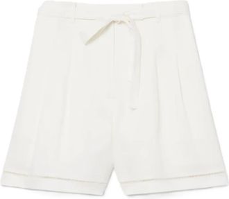 Lacoste Oversized losse linnenmix bermudashorts - Dames - Bermuda - Wit - XS - Linnen - Korte Broeken