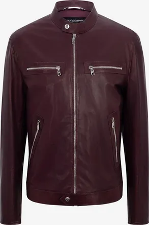 Dolce & Gabbana Jacke aus Leder mit Stehkragen