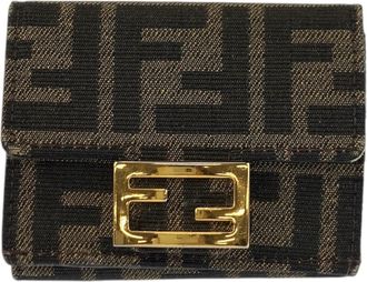 Fendi Zucca Brown Canvas Leather Wallet (Bi-Fold) (Pre-Owned)