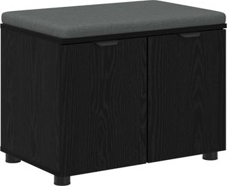 vidaXL Banco De Entrada Con Coj&iacute;n Roble Negro 60 X 38 X 46 Cm Vidaxl