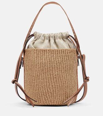 Chlo&eacute; Chlo&eacute; Woody Small raffia bucket bag