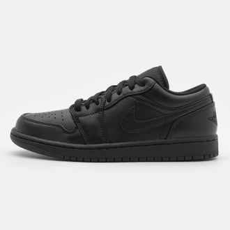 Nike Air Jordan 1 Low Mens Trainers in Black/Black/White Leather - Size UK 8.5