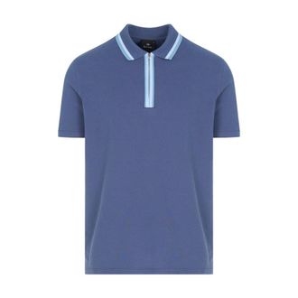 Paul Smith PS Regular Fit Zip Polo - male - Paul Smith - Polo Shirts - Blue - 2XL - Tops