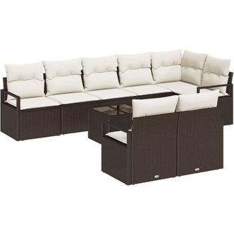 vidaXL Conjunto De Sof&aacute; De Jard&iacute;n 9 Pcs Marr&oacute;n Polirat&aacute;n Vidaxl