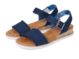 Skechers Womens Desert Kiss-Adobe Princess Frayed Canvas Qtr Strappy Sandals, Navy, 35.5 EU