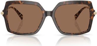Michael Kors 55mm Square Sunglasses in Dark /Cream Tortoise /Brown at Nordstrom