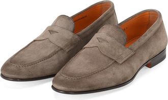 Santoni Loafers - Heren - Loafers - Bruin - 41 1/2 EU - Leer - Schoenen