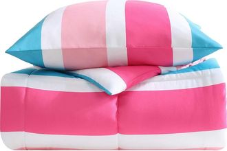 Nautica Cru Stripe Microfiber Comforter Set in Rose Pink at Nordstrom Rack, Size Full/queen