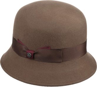 Lierys Bell Hat Handmade 100% Wool Ribbon Bow Elegant Made in Italy Women Autumn Winter Brown
