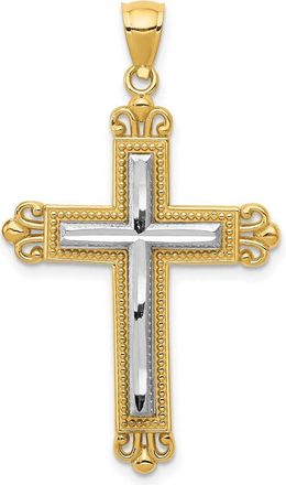 Diamond2Deal 14k Two-tone Gold Cross Pendant