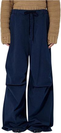 Maison Margiela Wide-Leg Drawstring Broeken - Dames - Wijde Broeken - Blauw - S - Katoen - Broeken