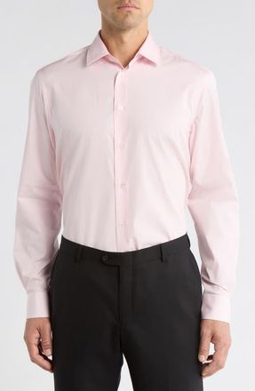 Paul Smith Tailored Fit Solid Cotton Dress Shirt in Powder Pink at Nordstrom, Size 17.5