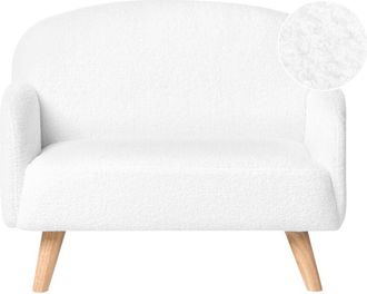 Beliani Kids Sofa White Boucle Upholstered with Armrests Modern 1-Seater Toddler Couch OTTAL