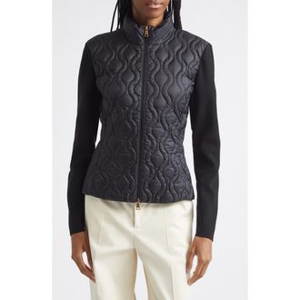 Moncler Mixed Media Down Cardigan in Black at Nordstrom, Size X-Small