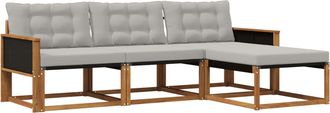 vidaXL Conjunto De Sof&aacute;s De Exterior 4 Uds. Natural Y Gris Claro Vidaxl