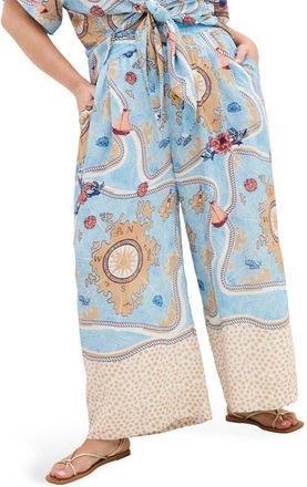 City Chic Postcard Print Pants in Voyage Print at Nordstrom, Size Xxxs